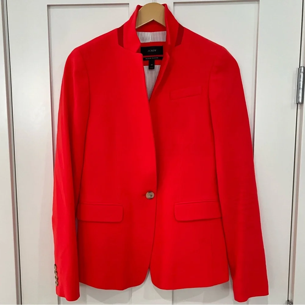 J. Crew Regent Wool Single Breasted Button Red Suit Jacket Blazer Coat 2 2T TALL